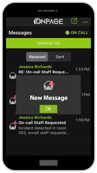 Android Device Receiving New Message from the OnPage Phone Application