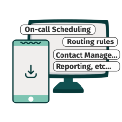 OnPage capabilities listed: On-call scheduling, routing rules, contact management, reporting, etc.