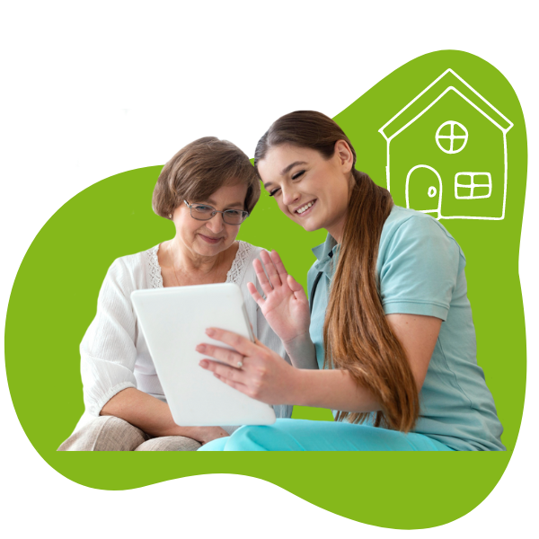 Home healthcare professional with patient